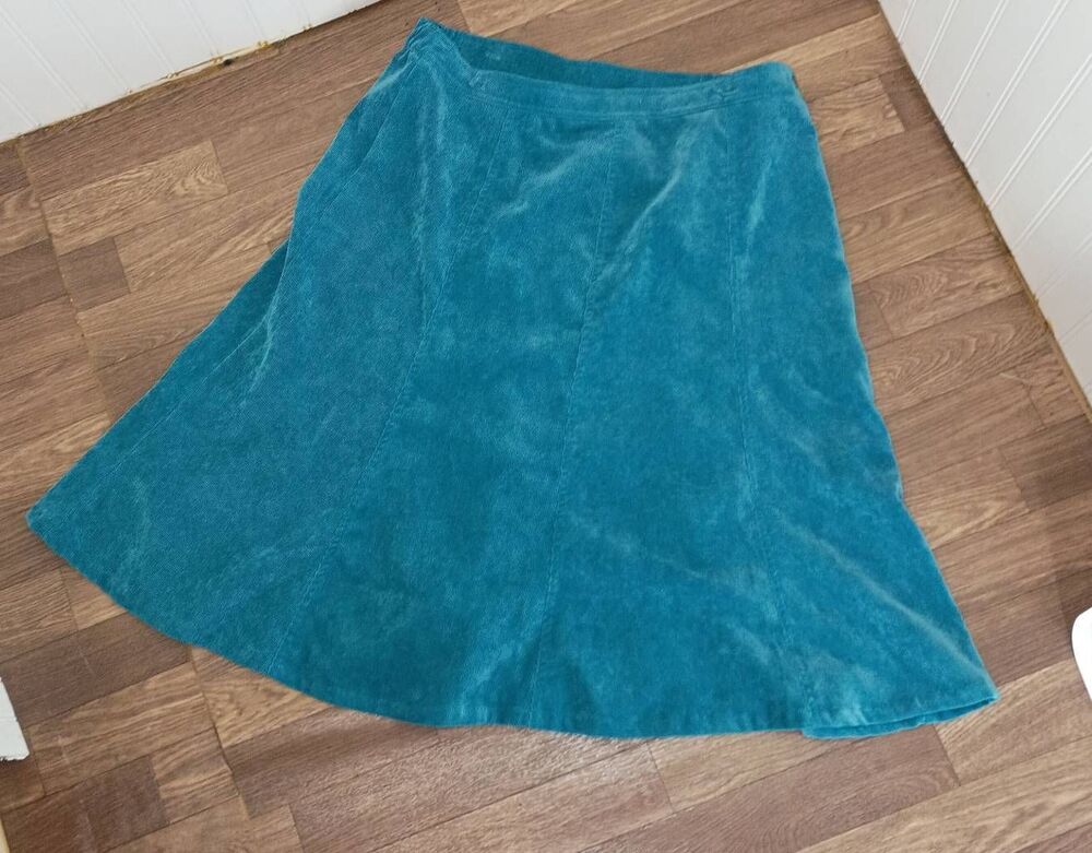 Teal corduroy a line skirt by N touch. Size 14 petite